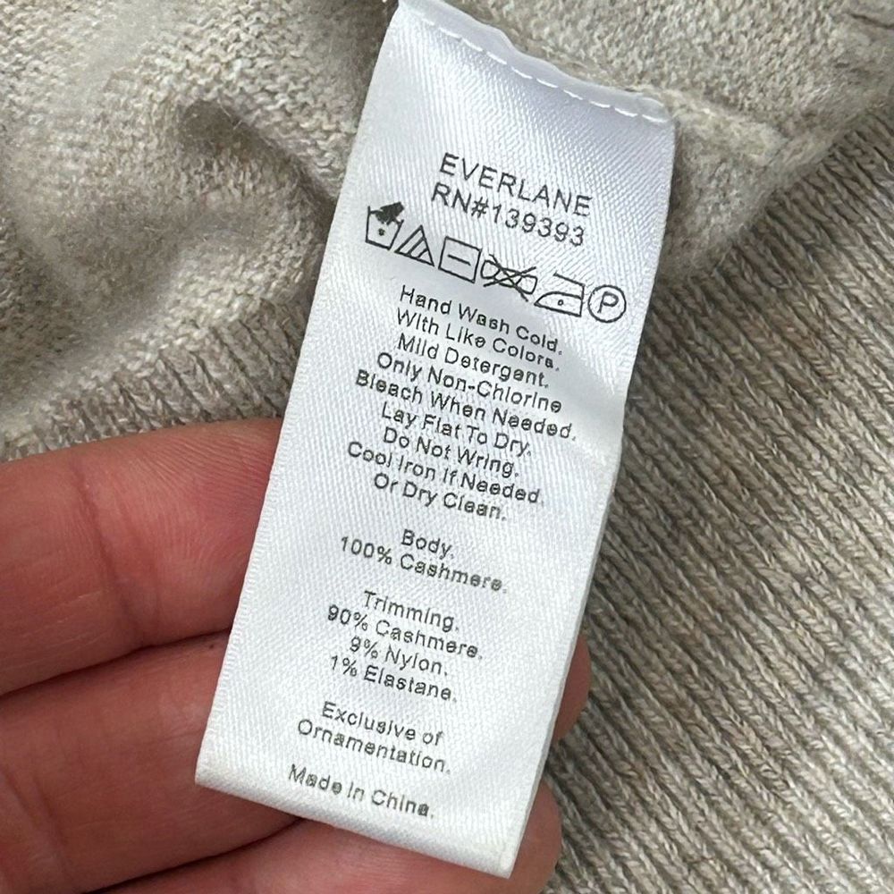 Everlane Womens Cropped Cashmere Cardigan Sweater Oatmeal Gray Canvas Heather S - Picture 13 of 15